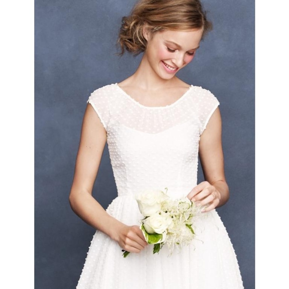 J Crew Carenna Swiss Dot Wedding Dress 8 10